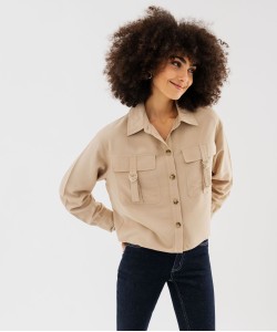 Chemise manches longues coupe courte et ample femme[MISSING]